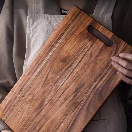 Solid Acacia Wood Cutting Board | Durable Wood with Handle | Versatile for Meats, Cheeses, and More | Perfect for Kitchens, Picnics, and Outdoor Cooking | Easy to Store and Maintain