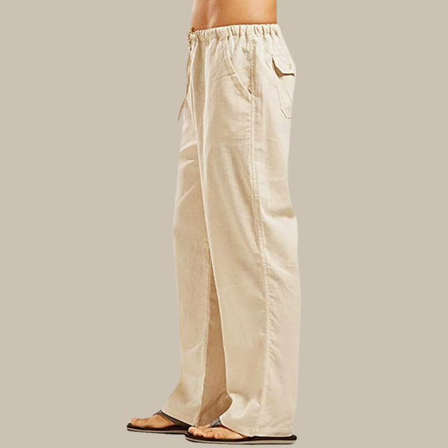 Van Hallen Men's Loose-Fit Long Pants | Elastic Waistband | Straight-Leg | Functional Side Pockets | Versatile Casual Wear | Available in Khaki, Black, Dark Grey, White, Dark Blue | Sizes S-3XL