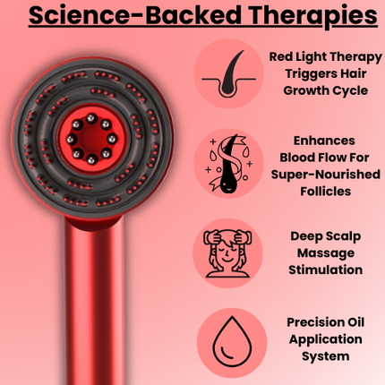 3-in-1 Scalp Massager Comb | Red Light Therapy | Detangling Brush | Head Scratcher | Stress Relief & Improved Hair Vitality | Ergonomic Design | Soothing, Refreshing, Relaxing Modes | Ultimate Scalp Care Tool
