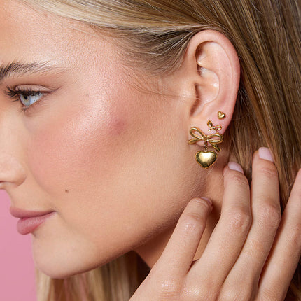 Rianne Gold Plated Stud Earrings | 3 Pack | Varying Sizes | Push Back Closure