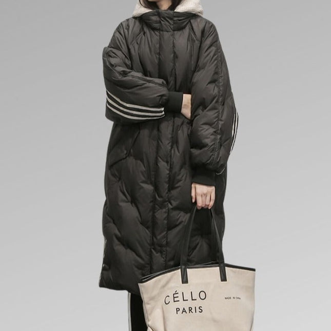 Women's Long Black Lined Coat | Elegant Warm Outerwear | Winter Weather Fashion | Romy Collection