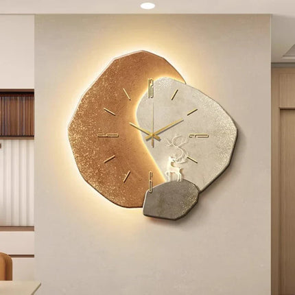 Modern Scandinavian Illuminated Wall Clock | Luxurious Artistic Design | Elegant Home Decor | Ideal for Living Room or Office