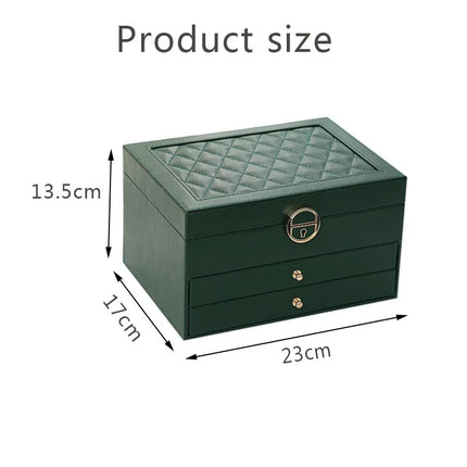 Leather Jewelry Storage Box | Multilayer Organizer | Durable Compact Design | Soft Interior Protection | Perfect for Rings & Necklaces | Stylish and Functional | Ideal for Women | 23x17x13.5 cm