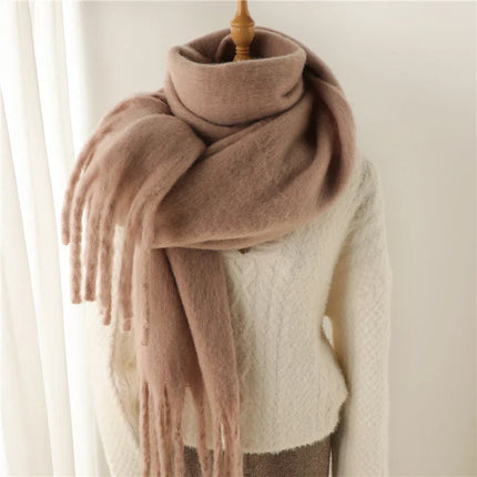 Velucci | Luxurious Cashmere-Feel Winter Scarf | Large Tassels | 240x38 cm | Warm & Stylish | Perfect Gift for Holidays