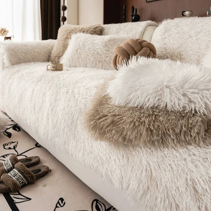 Lambswool Sofa Protector | Universal Elastic Fit | Non-Slip Foam Strips | Full Coverage | Multiple Colors
