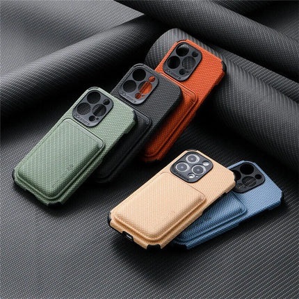 FiberGuard | Carbon Fiber MagSafe-Compatible iPhone Case | Built-In Wallet | Scratch Resistant | Sleek Design | Wireless Charging Ready