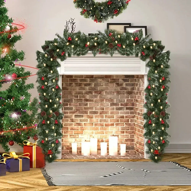 LED Christmas Garland | Pine Needles & Red Berries | Festive Staircase & Door Decor | Reusable & Durable | Various Lengths & Styles | Indoor & Outdoor Use