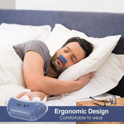 Electric Anti-Snoring Nasal Dilator | Silicone Advanced Comfort | USB Rechargeable | Snore-Reducing | Lightweight Portable Design | Food Grade Material | Improved Sleep Quality | Easy-to-Use | Blue