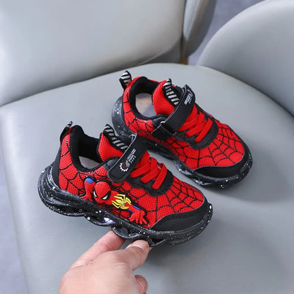 Spider-Man Boys' LED Athletic Sneakers | Light-Up Non-Slip Comfortable Breathable Shoes | Fun & Durable Design for Active Kids