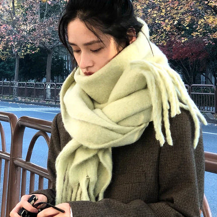 ChicWool | Luxurious Pashmina Winter Scarf | Soft Warm Wrap with Fringe | Stylish Solid Color | Trendy Accessory | 230x40cm