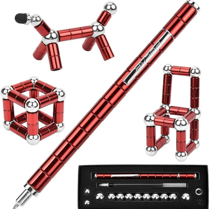 Magnetic Multifunctional Deformation Pen | Includes 13 Magnetic Rings & 12 Steel Balls | Fidget Reliever for Stress | Transform into Shapes | With Refills & Touch Screen Tips | Gift Box Included