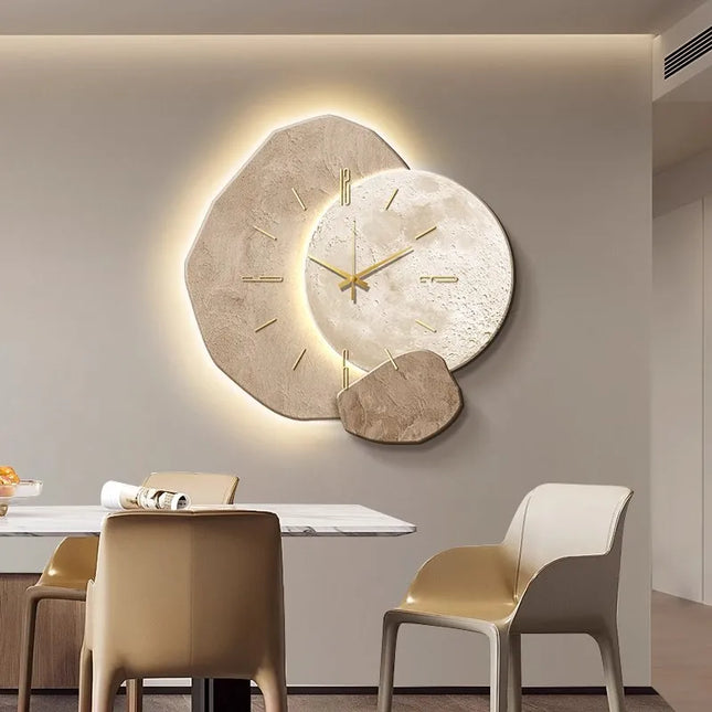 Modern Scandinavian Illuminated Wall Clock | Luxurious Artistic Design | Elegant Home Decor | Ideal for Living Room or Office