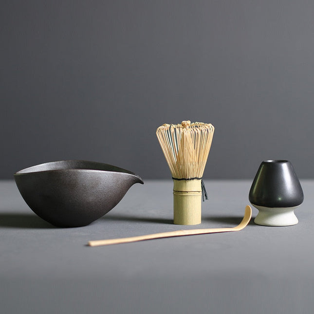 Complete Matcha Preparation Set | Elegant Bamboo Whisks & Ceramic Bowl for Tea