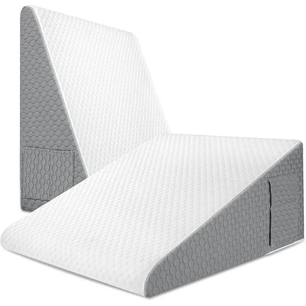 Ergonomic Foam Wedge Pillow | Relief for Acid Reflux | Post-Op Recovery | Plaid & Striped Cover | Portable with Pockets | Memory Support