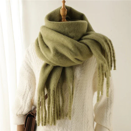 Velucci | Luxurious Cashmere-Feel Winter Scarf | Large Tassels | 240x38 cm | Warm & Stylish | Perfect Gift for Holidays
