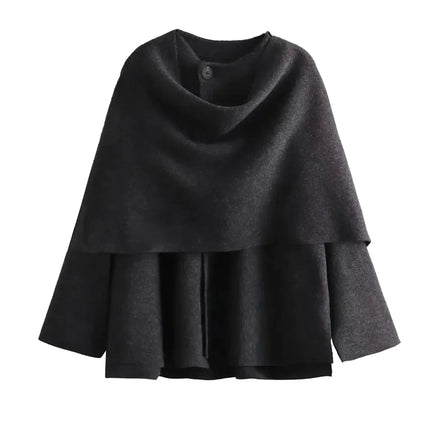 Cozy™ Women's Oversized Coat | Asymmetrical Scarf Detail | Thick Polyester for Winter Warmth | Single Button Closure | Regular Fit