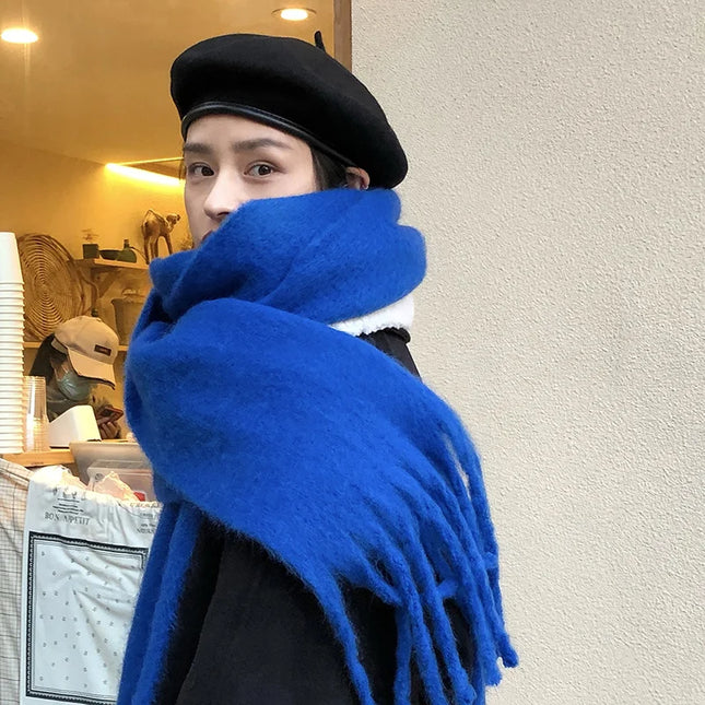 ChicWool | Luxurious Pashmina Winter Scarf | Soft Warm Wrap with Fringe | Stylish Solid Color | Trendy Accessory | 230x40cm