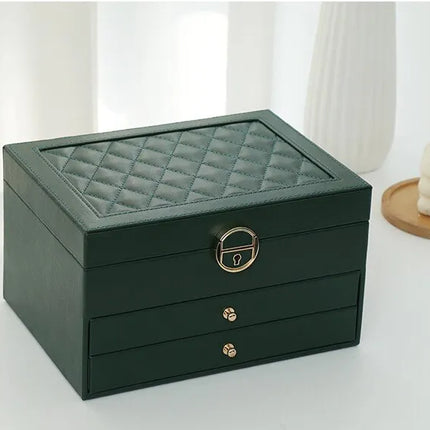 Leather Jewelry Storage Box | Multilayer Organizer | Durable Compact Design | Soft Interior Protection | Perfect for Rings & Necklaces | Stylish and Functional | Ideal for Women | 23x17x13.5 cm