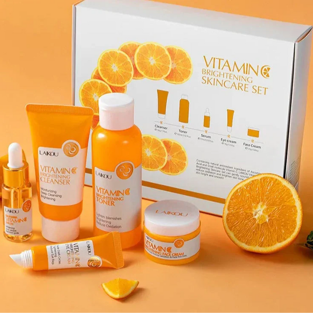 LAIKOU® | 5pc Vitamin C Skincare Set for Deep Cleanse & Hydration | Radiance Boost for All Skin Types