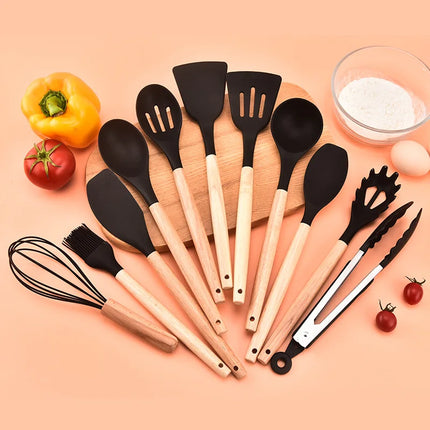 Versatile Silicone Non-Stick Kitchen Utensil Set | 12pc Collection | Heat-Resistant BPA-Free Silicone Tools | Includes Turner, Ladle, Tongs, Spatula & More | Safe for All Cookware | Dishwasher Safe