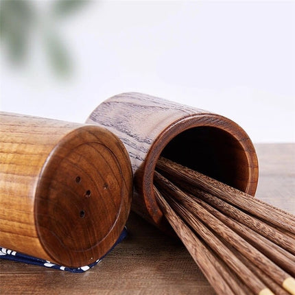 Teak Wood Organizer | Versatile Holder for Utensils | Drainage Design | 3.5" x 5.9" | Kitchen Countertop Storage | Multi-Purpose Use