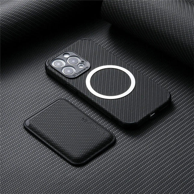 FiberGuard | Carbon Fiber MagSafe-Compatible iPhone Case | Built-In Wallet | Scratch Resistant | Sleek Design | Wireless Charging Ready