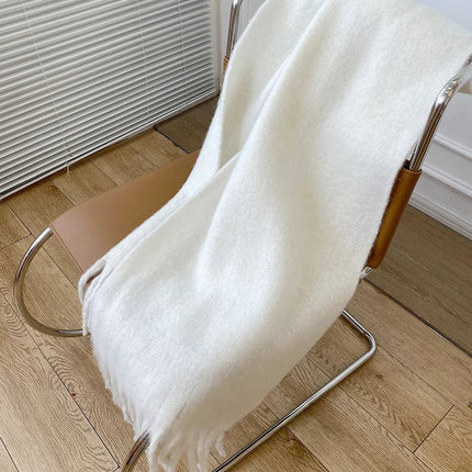 Luxurious Pashmina Scarf | ChicWool Cashmere | Thick Warm Winter Accessory with Trendy Long Fringes | Solid Color | Cozy for Cold Weather