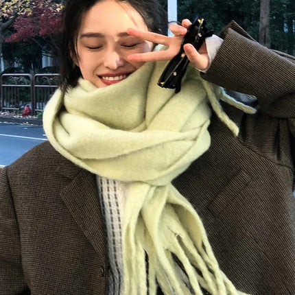 ChicWool | Luxurious Pashmina Winter Scarf | Soft Warm Wrap with Fringe | Stylish Solid Color | Trendy Accessory | 230x40cm