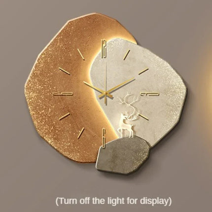 Modern Scandinavian Illuminated Wall Clock | Luxurious Artistic Design | Elegant Home Decor | Ideal for Living Room or Office