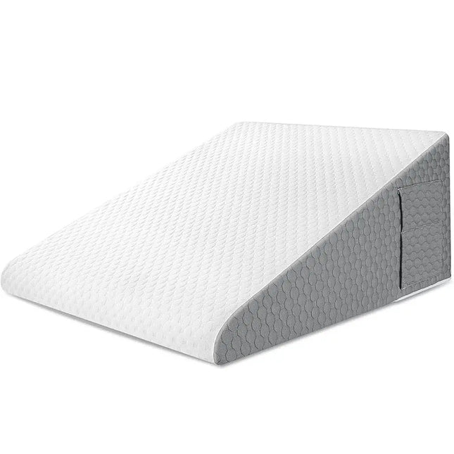 Ergonomic Foam Wedge Pillow | Relief for Acid Reflux | Post-Op Recovery | Plaid & Striped Cover | Portable with Pockets | Memory Support