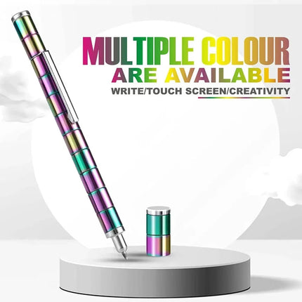 Magnetic Multifunctional Deformation Pen | Includes 13 Magnetic Rings & 12 Steel Balls | Fidget Reliever for Stress | Transform into Shapes | With Refills & Touch Screen Tips | Gift Box Included