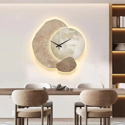 Modern Scandinavian Illuminated Wall Clock | Luxurious Artistic Design | Elegant Home Decor | Ideal for Living Room or Office