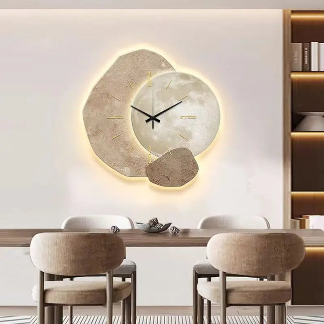 Modern Scandinavian Illuminated Wall Clock | Luxurious Artistic Design | Elegant Home Decor | Ideal for Living Room or Office