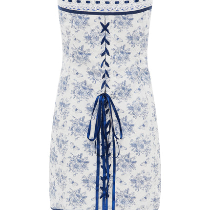 Strapless Corset Dress | Hook & Eye Front | Lace Detail Bust | Ribbon Lace-Up Back | Toile Papillon