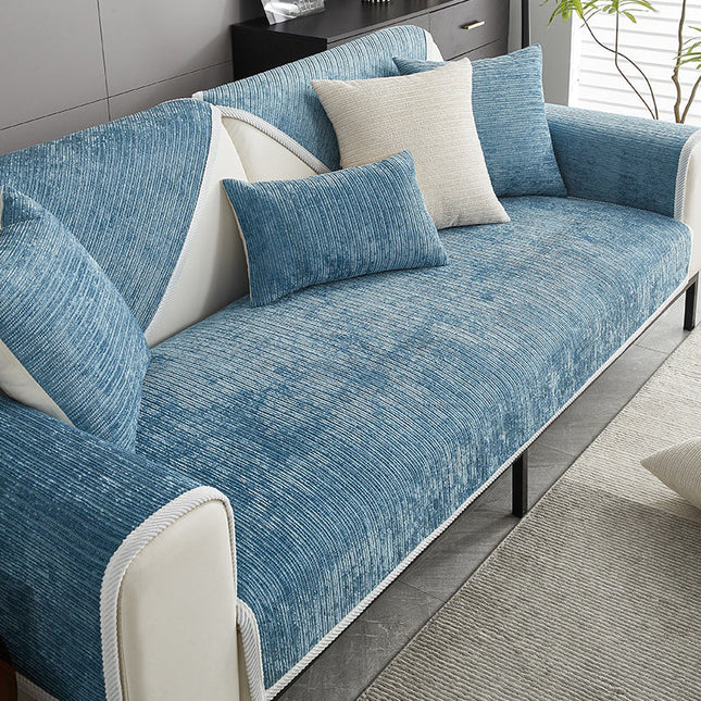 SofaSkins™ | Ultra-Soft Chenille Scratch-Resistant Couch Cover | Universal Fit Protective Shield | Stylish Striped Design for Pet Owners | Comfort & Durability