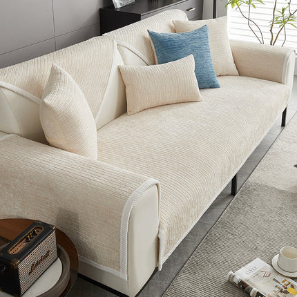 SofaSkins™ | Ultra-Soft Chenille Scratch-Resistant Couch Cover | Universal Fit Protective Shield | Stylish Striped Design for Pet Owners | Comfort & Durability