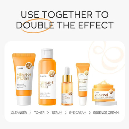 LAIKOU® | 5pc Vitamin C Skincare Set for Deep Cleanse & Hydration | Radiance Boost for All Skin Types
