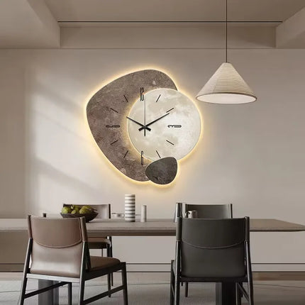 Modern Scandinavian Illuminated Wall Clock | Luxurious Artistic Design | Elegant Home Decor | Ideal for Living Room or Office