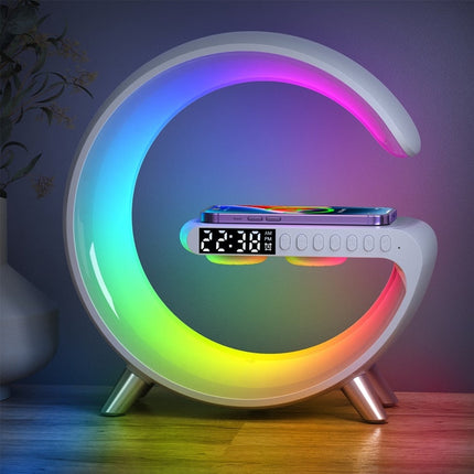 Multifunctional ChargeHub | LED RGB Night Light | Digital Alarm Clock | Wireless Charger | Bluetooth Speaker | App Controlled Custom Lighting & Alarms | Perfect for Modern Bedrooms & Living Spaces