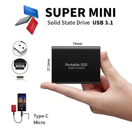 2TB Super Fast External SSD | Compact High-Speed USB3.1 Storage | M.2 Type-C Interface for PC & Laptop