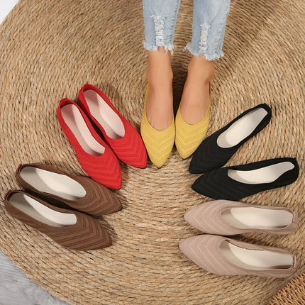 ANNIE | Chic Knit Upper | Pointed Toe | Breathable Slip-On Loafers | Solid Color | Snug Fit | All-Day Comfort