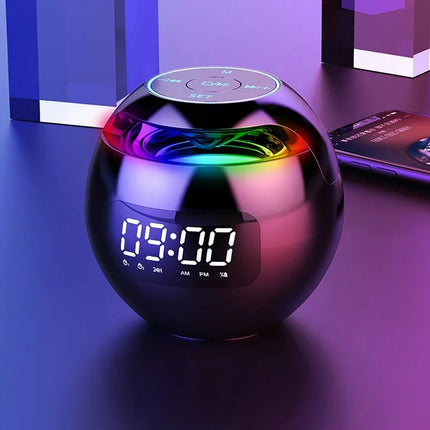 Ball Bluetooth Alarm Clock Speaker | Digital LED Display | Colorful Night Light | Bluetooth 5.0 | 2200mAh Battery | Smart Motion Detection | High-quality 5W Speaker | Compact Design | White, Black, Pink