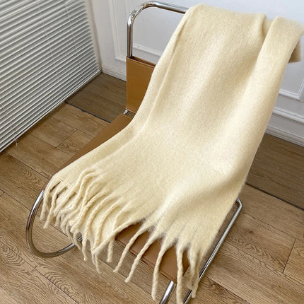 Luxurious Pashmina Scarf | ChicWool Cashmere | Thick Warm Winter Accessory with Trendy Long Fringes | Solid Color | Cozy for Cold Weather