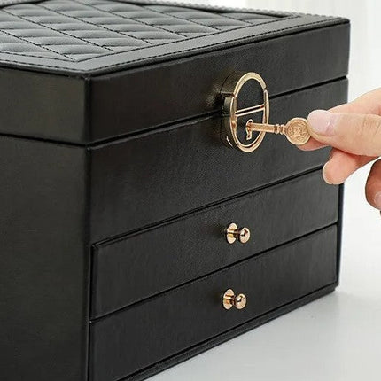 Leather Jewelry Storage Box | Multilayer Organizer | Durable Compact Design | Soft Interior Protection | Perfect for Rings & Necklaces | Stylish and Functional | Ideal for Women | 23x17x13.5 cm