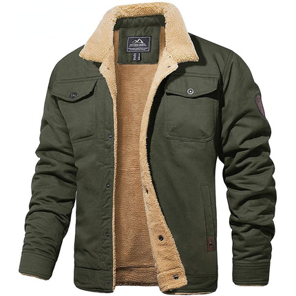 Hunter Bomber Jacket for Men | Windproof Cotton Outerwear with Thermal Wool Lining | Stylish and Functional with Pockets | Cozy Winter Wear