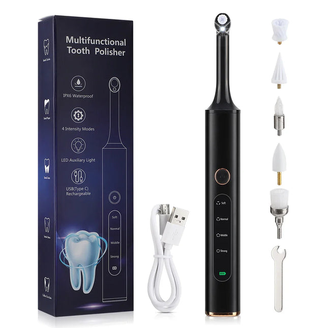 SmilePro | Wireless 5-in-1 Dental Tool | Teeth Polisher & Tartar Remover | Adjustable Speed | Long Battery Life | Cordless Design | At-Home Oral Care | Durable ABS & Aluminum Construction | USB Charging Included
