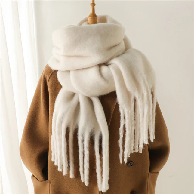 Velucci | Luxurious Cashmere-Feel Winter Scarf | Large Tassels | 240x38 cm | Warm & Stylish | Perfect Gift for Holidays
