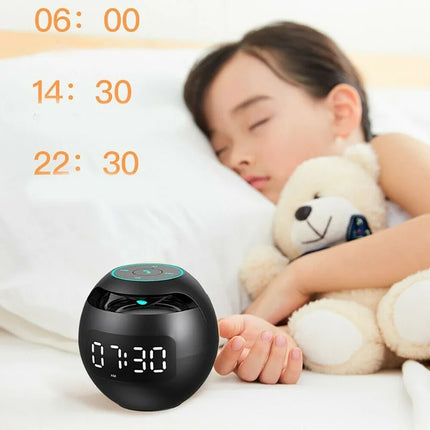 Ball Bluetooth Alarm Clock Speaker | Digital LED Display | Colorful Night Light | Bluetooth 5.0 | 2200mAh Battery | Smart Motion Detection | High-quality 5W Speaker | Compact Design | White, Black, Pink