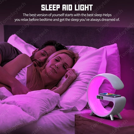 Multifunctional ChargeHub | LED RGB Night Light | Digital Alarm Clock | Wireless Charger | Bluetooth Speaker | App Controlled Custom Lighting & Alarms | Perfect for Modern Bedrooms & Living Spaces