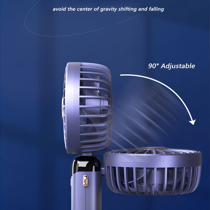 Rechargeable Handheld Fan | 5-Speed Mini Cooling Device | 90° Adjustable Head | Dual 5000mAh Battery | LED Display | Low Noise | Portable Pocket Size | Type-C Fast Charging | Stylish Design | Multi-use